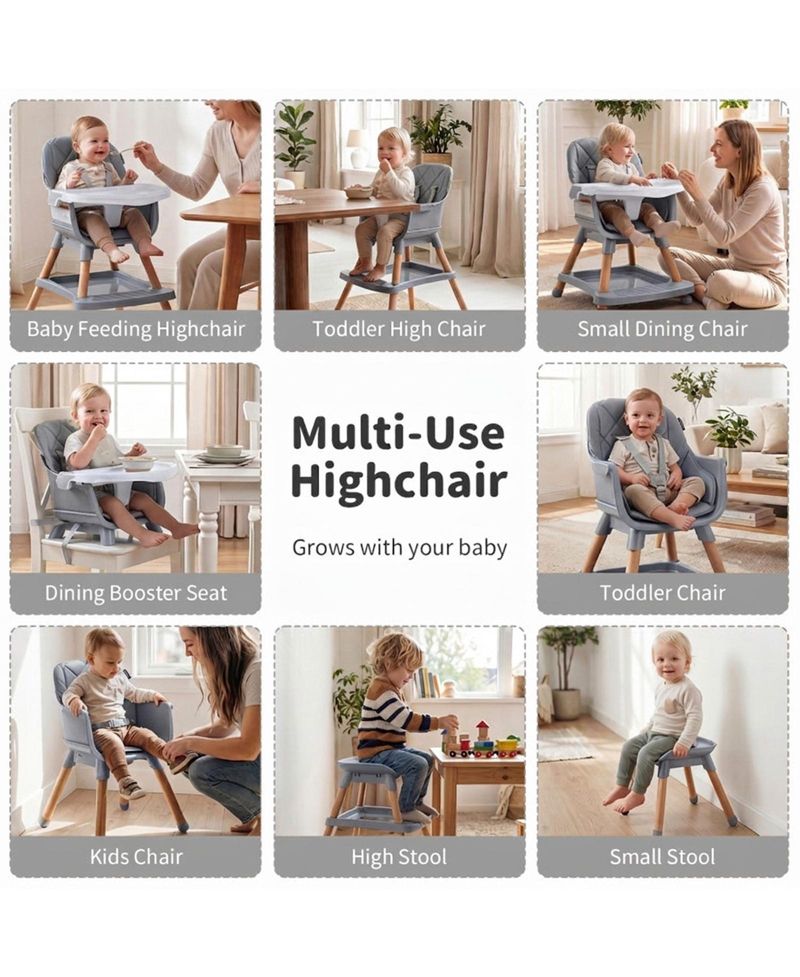 9-in-1 Convertible High Chair for Babies and Toddlers with Seat Cushion