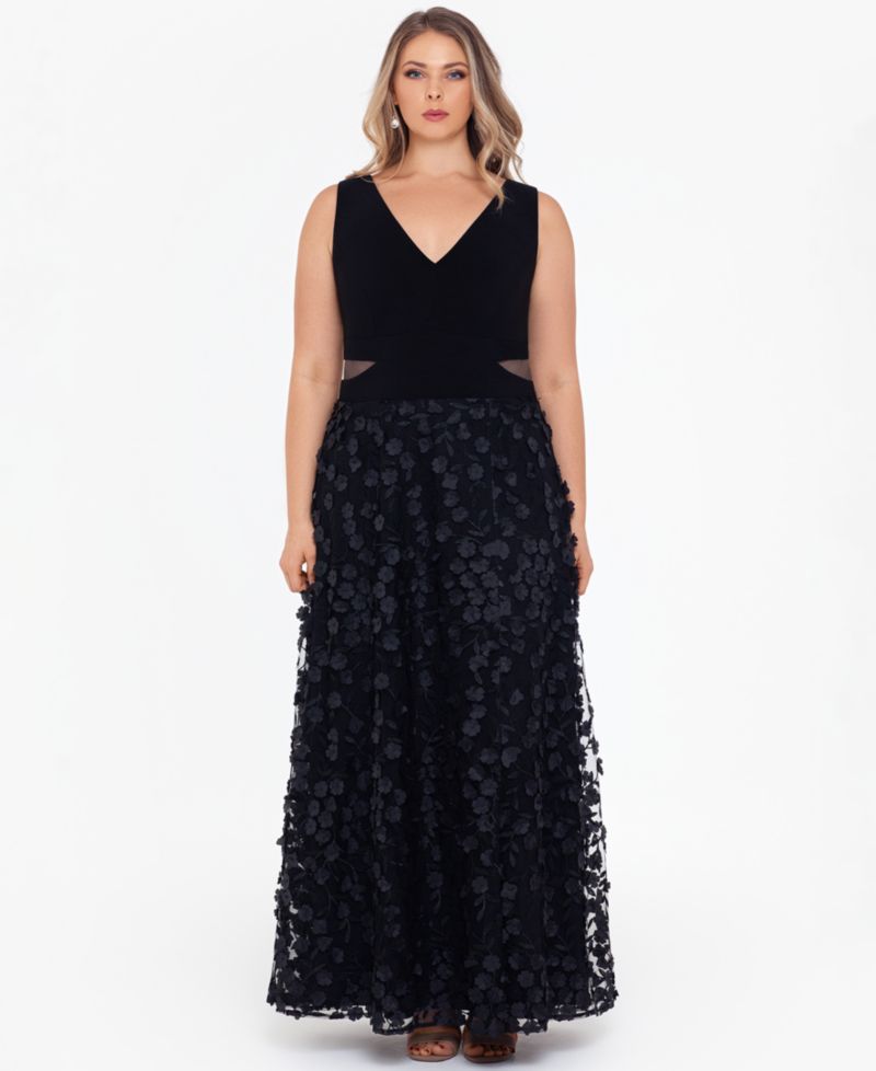 Plus Size V-Neck Sleeveless Ball Gown