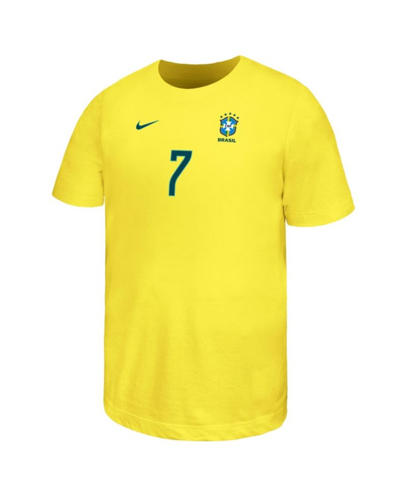 Big Boys and Girls Vini Jr. Yellow Brazil National Team Name & Number T-Shirt
