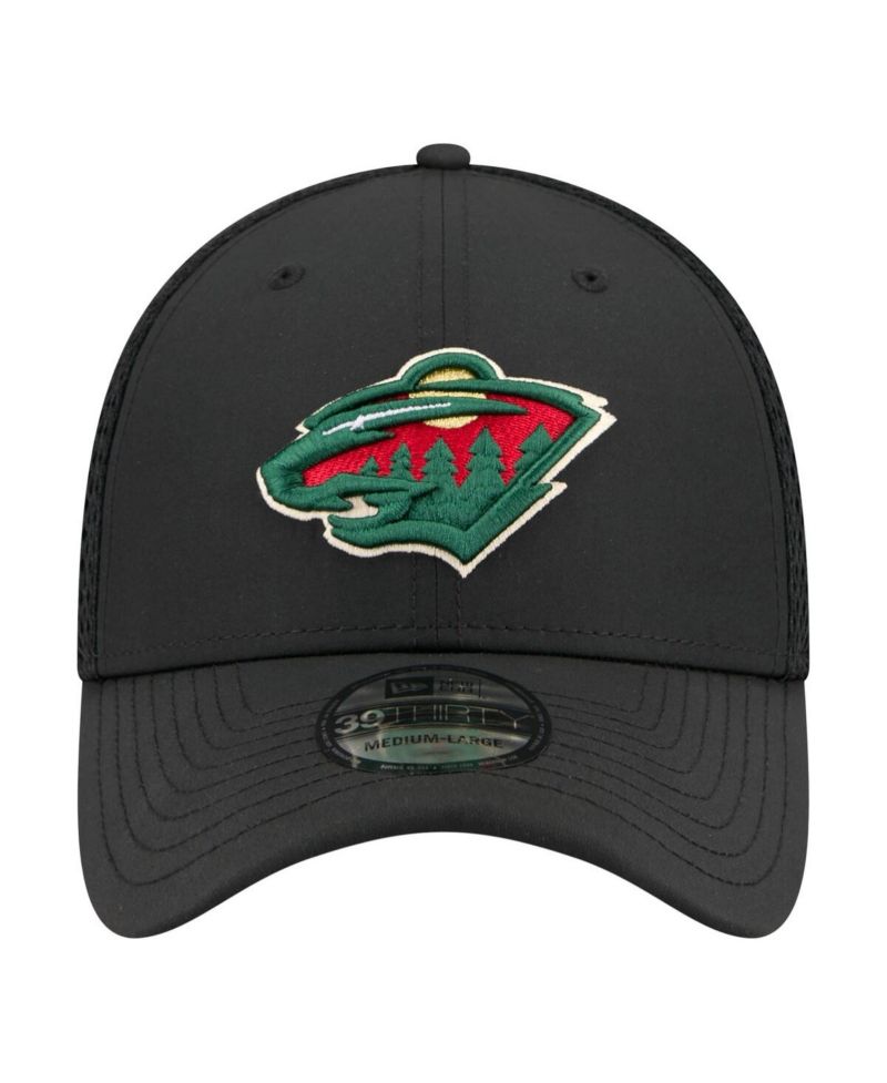 Men's Black Minnesota Wild Logo 39THIRTY Flex Hat