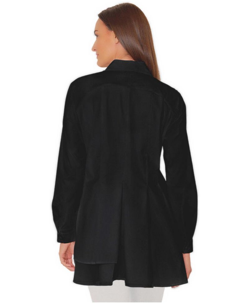Women's Asymmetrical Tier Collared Button-Front Shirt Top Sensation Tunic