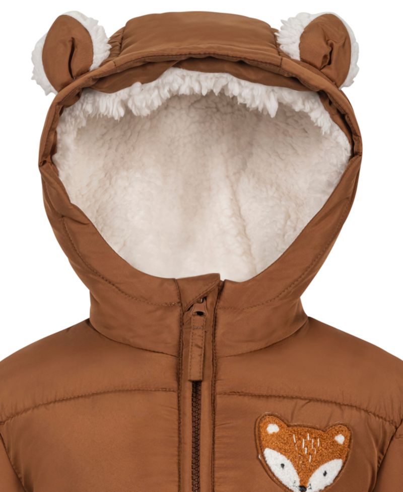 Baby Boys' Hooded Puffer Fox Jacket