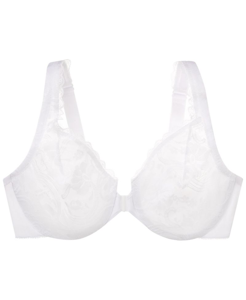 Women's Full Figure Plus Size Wonderwire Front Close Stretch Lace Bra 9245