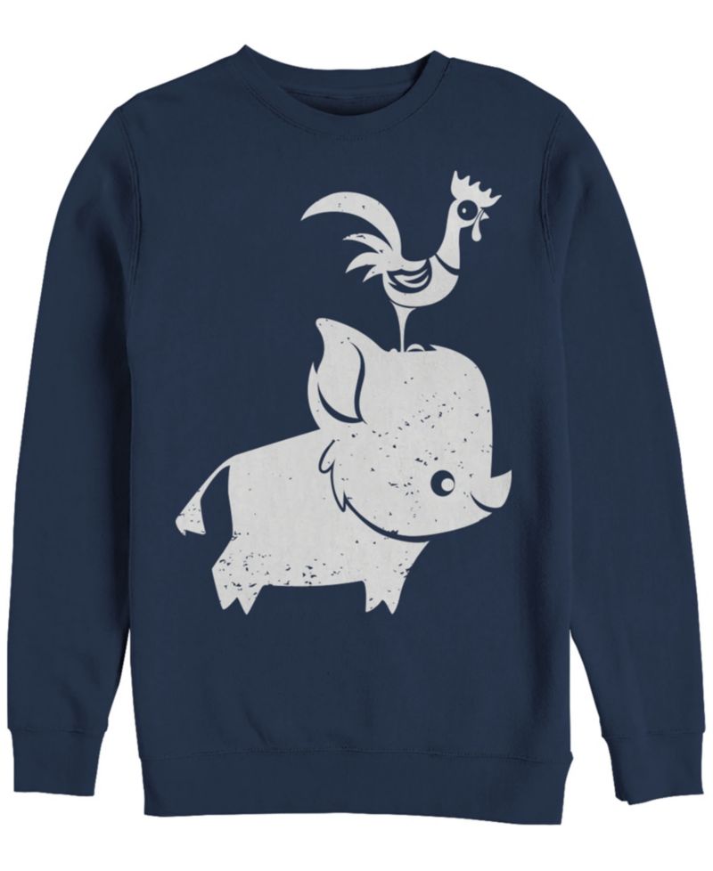Disney Men's Moana Cute Pua and Hei Hei, Crewneck Fleece