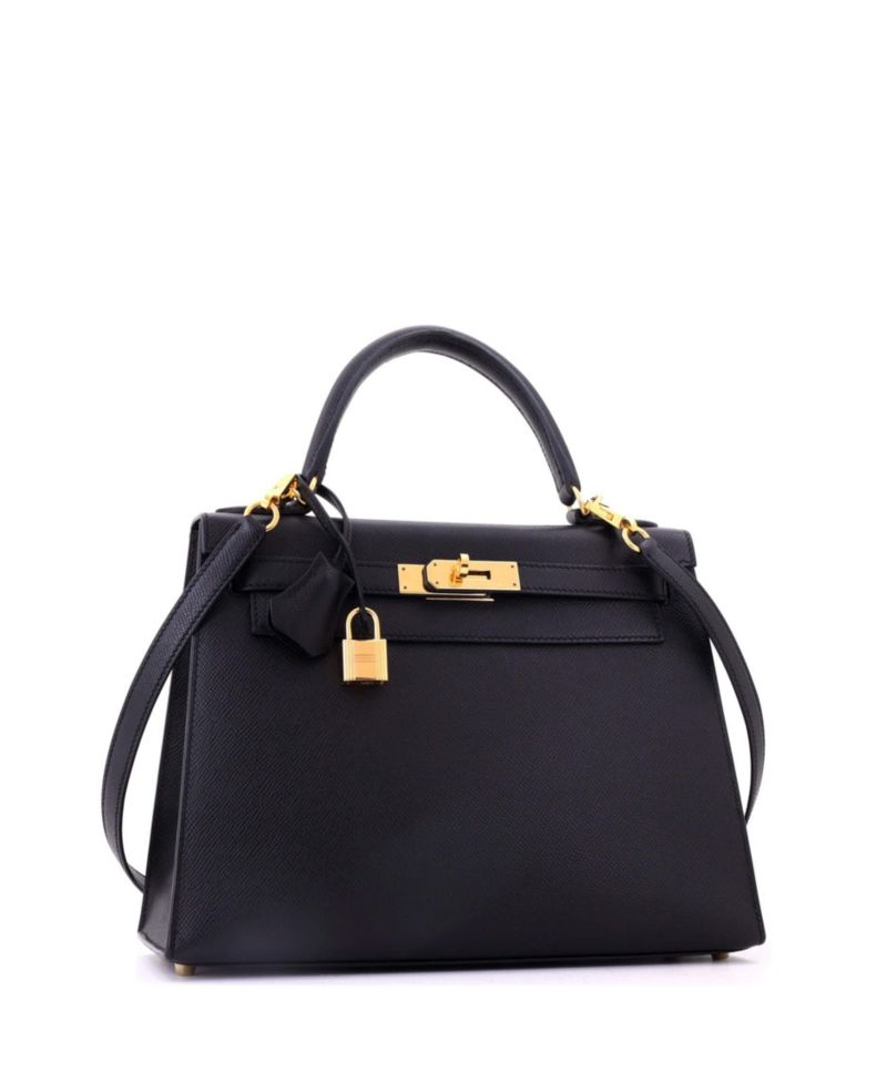 Kelly 28 Handbag Black Epsom with Gold Hardware