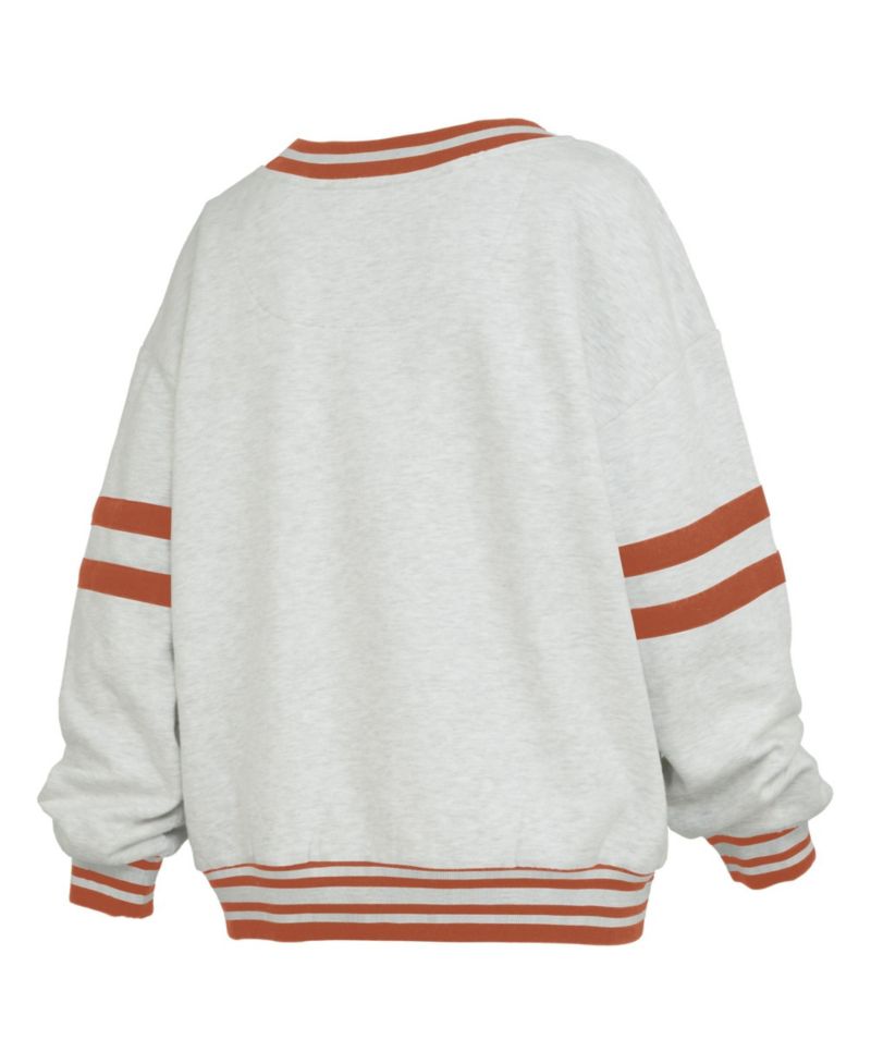 Women's Texas Longhorns Oates V-Neck Oversized-Fit Tackle Twill Sweatshirt
