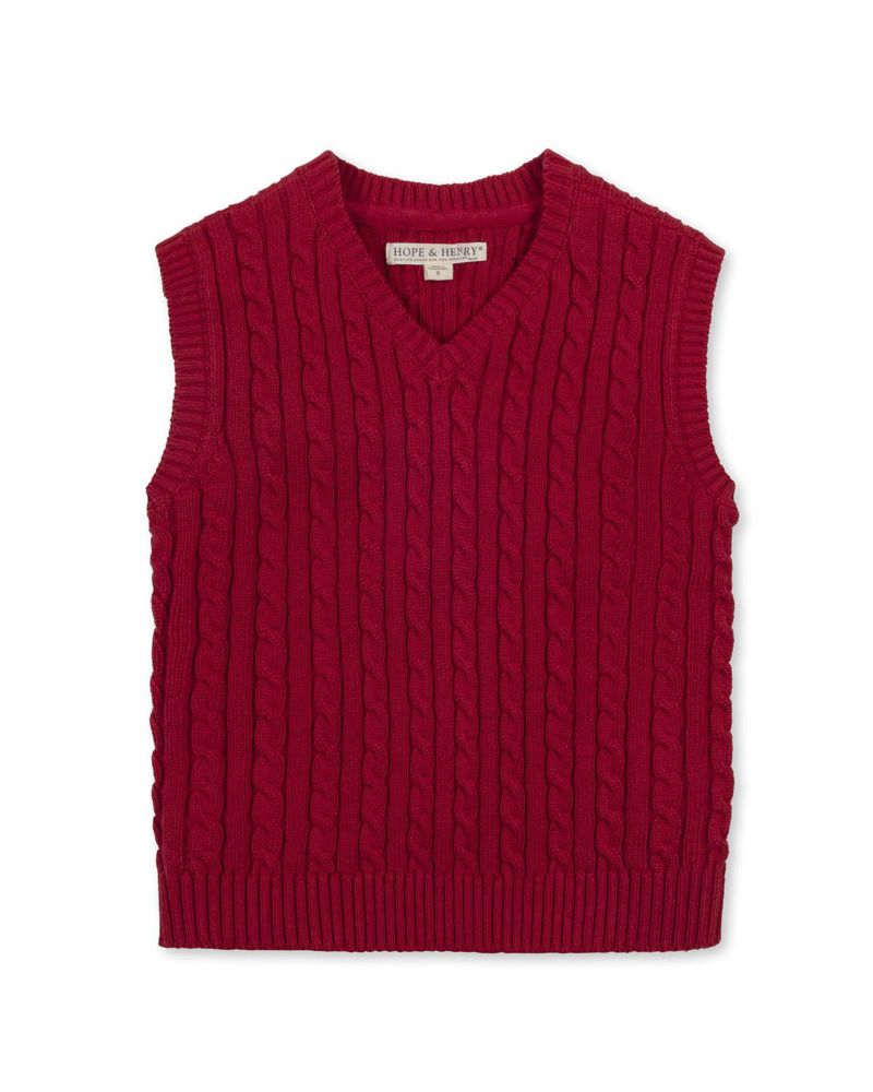 Little Boys Hope and Henry Organic V-Neck Cable Sweater Vest