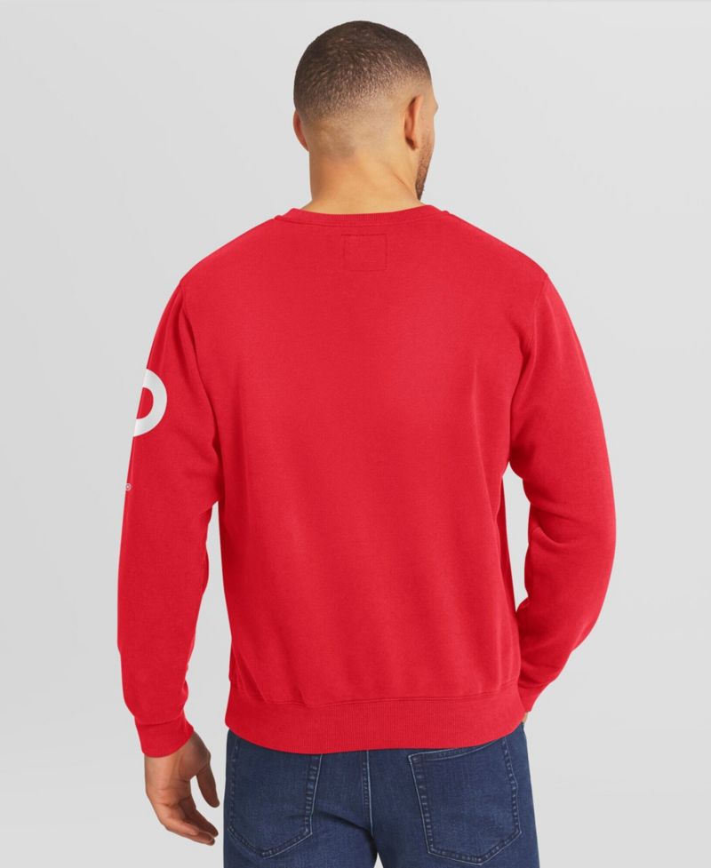 Men's Red Philadelphia Phillies Washed Crew Neck Pullover Sweatshirt