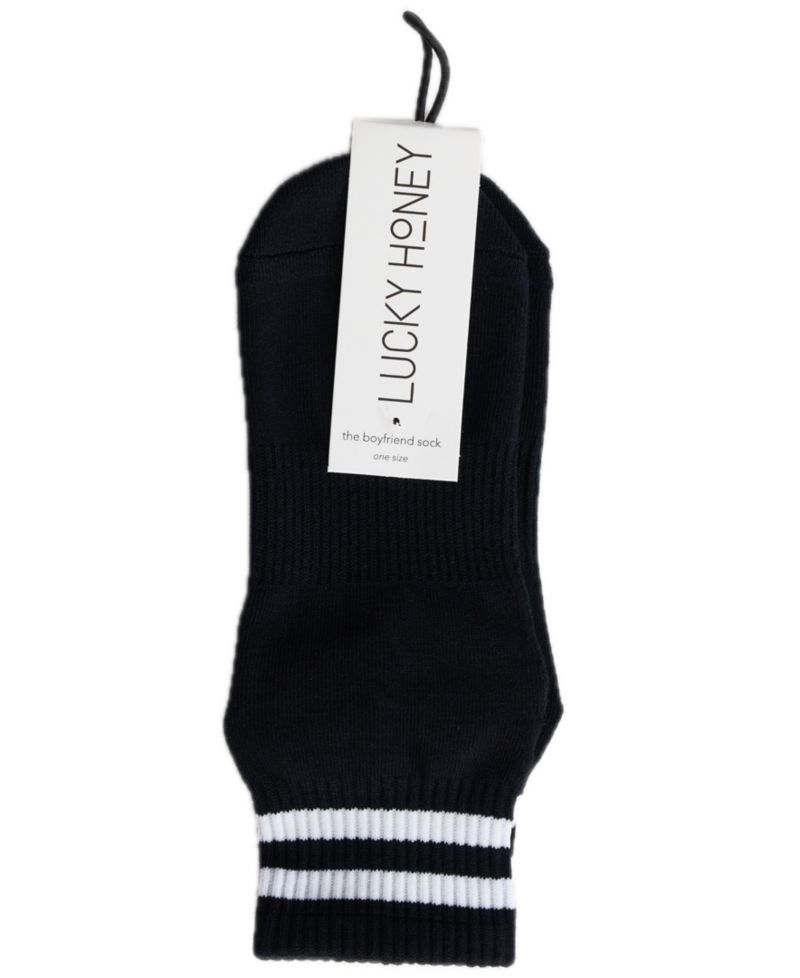 Lucky Honey Women's Athletic Stripe Boyfriend Quarter Socks