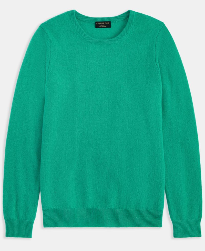 100% Cashmere Women's Petite Long-Sleeve Crewneck Sweater