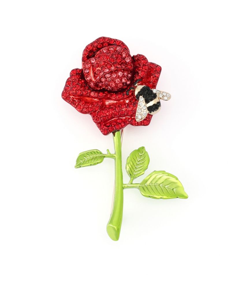 Faux-Stone Pav&eacute; Rose Brooch