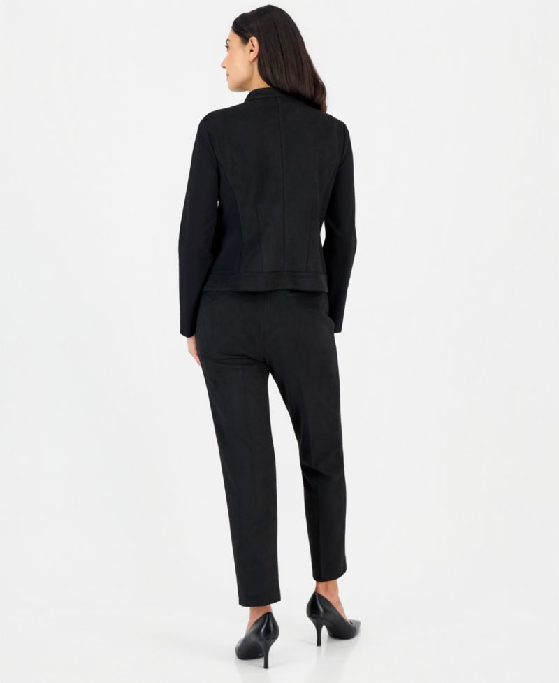 Petite Faux Suede Combo Zip Jacket