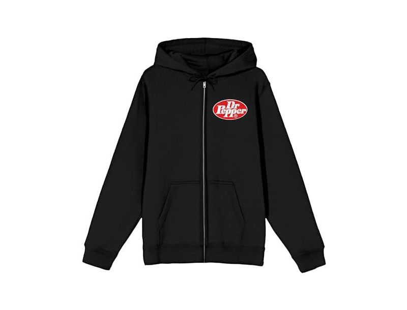 Men's Dr Pepper Kanji Logo Black Zip-Up Hoodie-XL