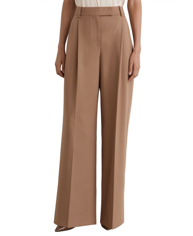 Women's Luna Pleated Wide-Leg Wool-Blend Trousers