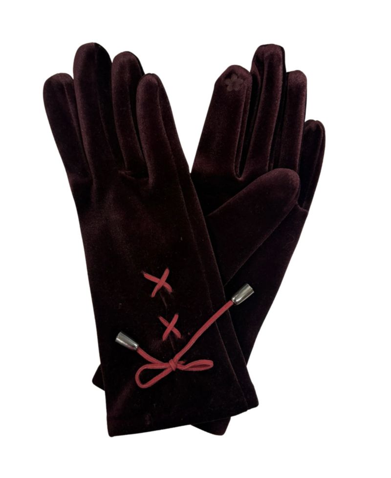 Velvet Lace-Up Gloves