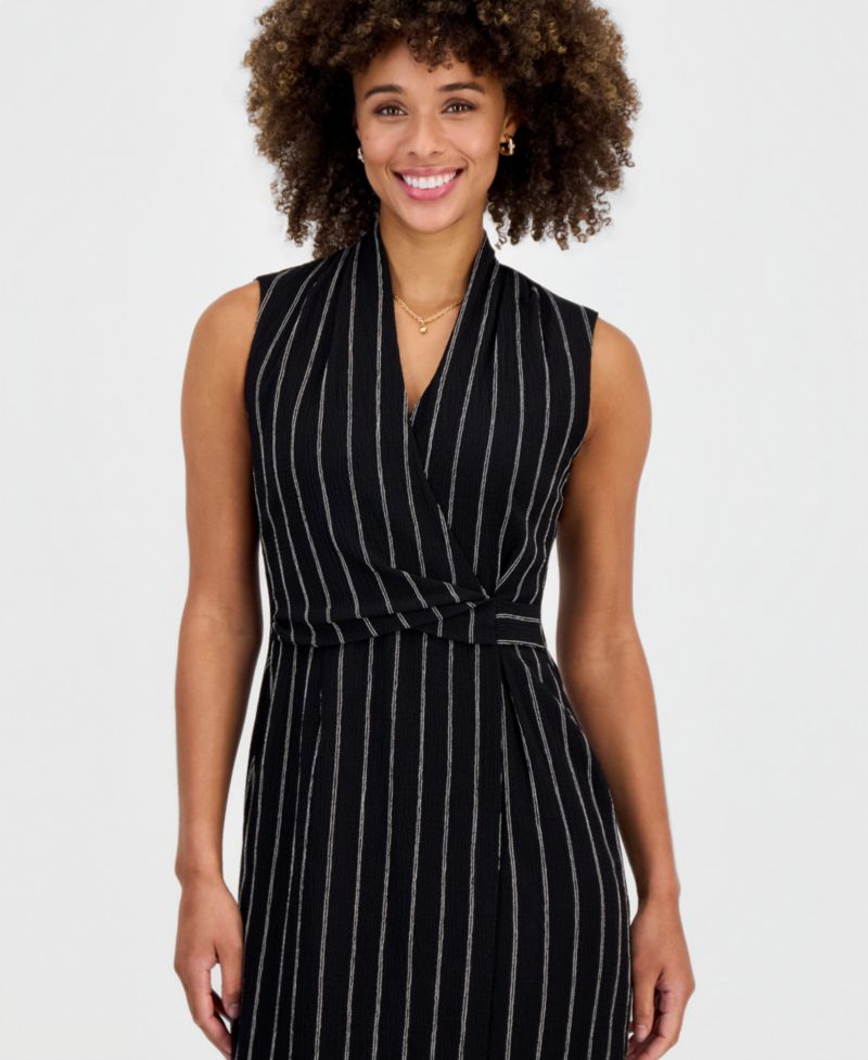 Women's Wrap-Front Sleeveless Midi Dress