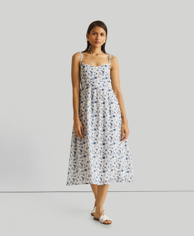 Women's Strappy Gathered Midi Dress