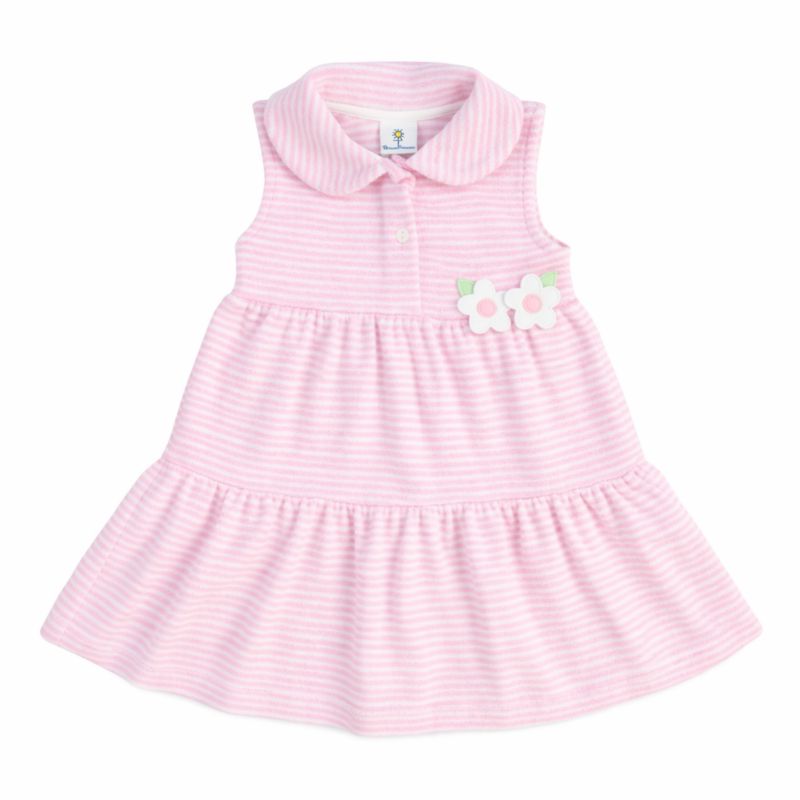 Big Girls Stripe Terry Dress with Flowers