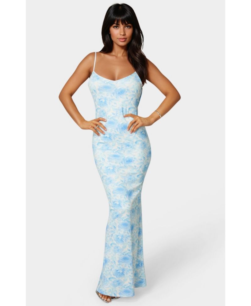Women's Backless Lace Inset Maxi Dress
