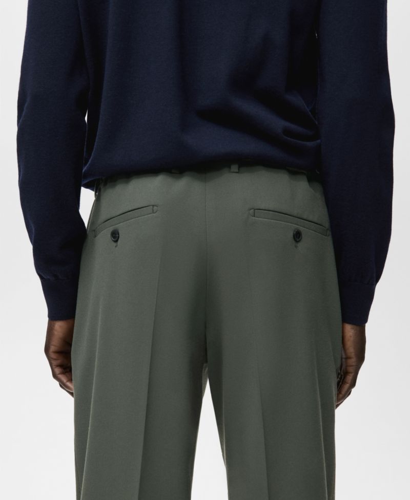 Men's Regular Fit Cord Pleated Pants