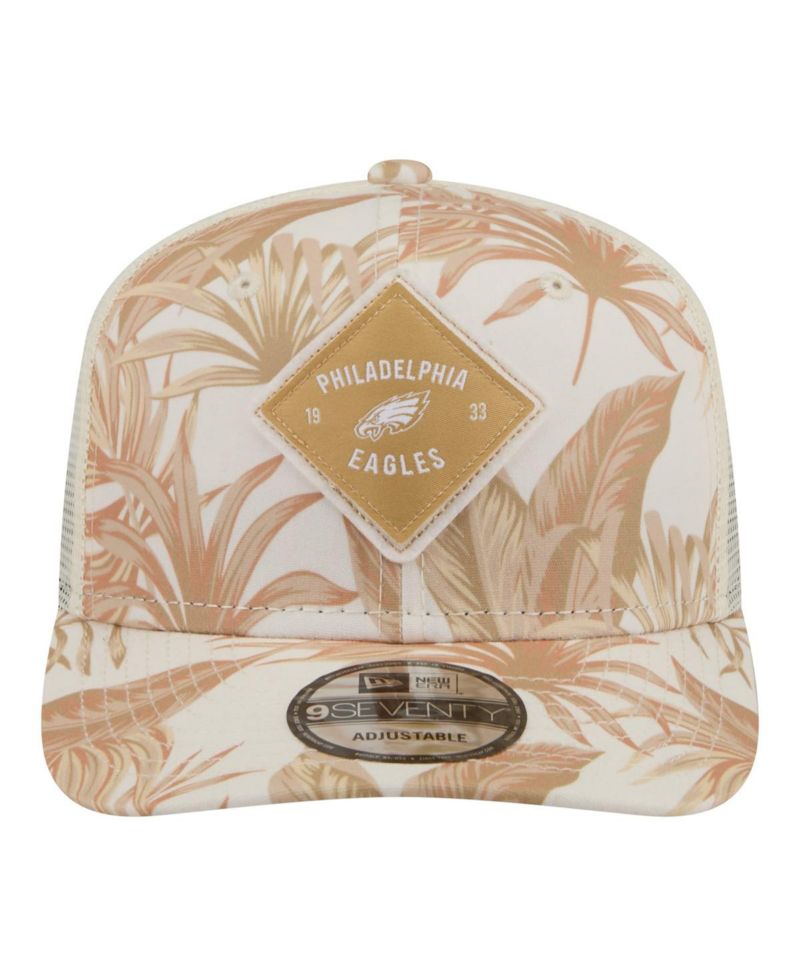 Men's Tan Philadelphia Eagles Tonal Palm COOLERA 9SEVENTY Adjustable Trucker Hat