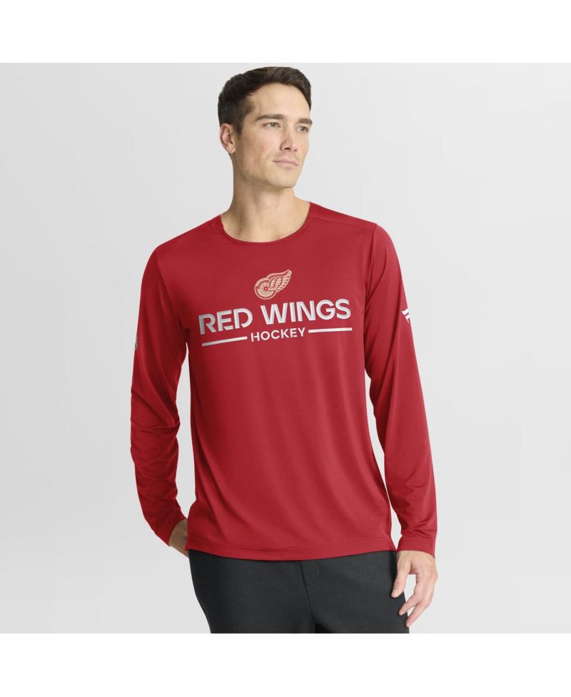 Men's Red Detroit Red Wings Authentic Pro Centennial Rink Tech Long Sleeve T-Shirt