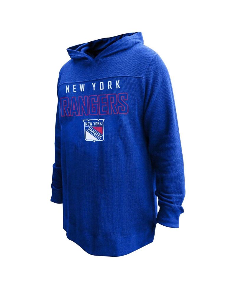 Women's Mika Zibanejad Blue New York Rangers Plus Size Name & Number Thermal Pullover Hoodie