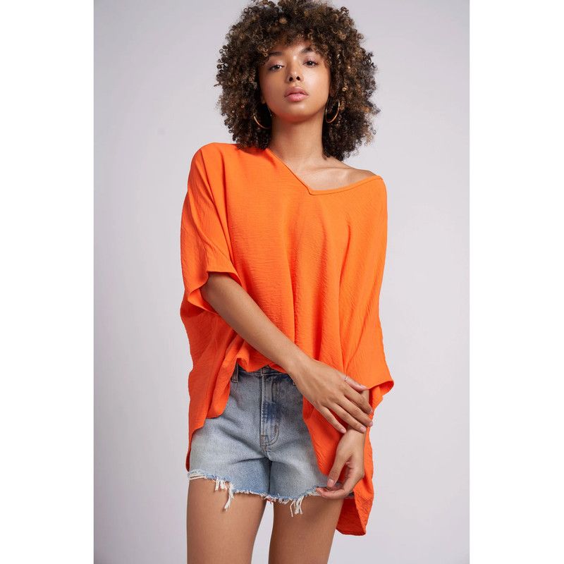Women's Claire Very Oversided Lightwieght V-Neck Top