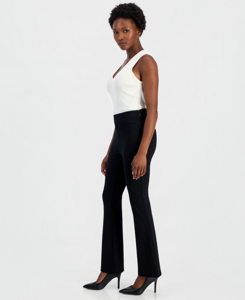 Petite Ponte-Knit Flare Pants