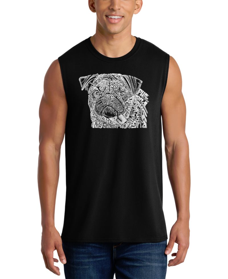 Men's Dog Face Word Art Graphic Tank Top