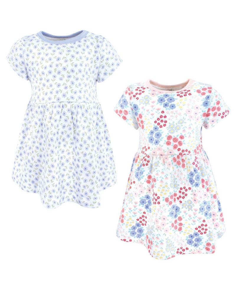 Baby Girls Organic Cotton Short-Sleeve Dresses, Flower Market, 0-3 Months