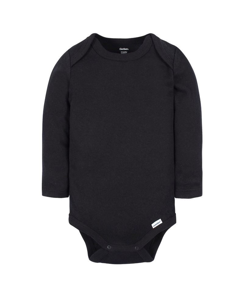 Baby Girls Long Sleeve Onesies Bodysuits, 6-Pack, White/Black Variety