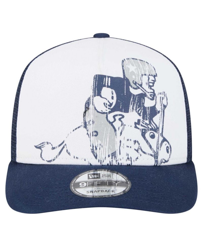 Men's White/Navy Dallas Cowboys Distressed 9FIFTY A-Frame Snapback Hat