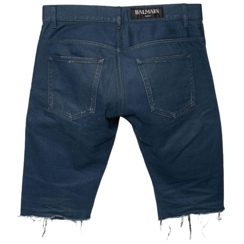 Men's Blue Denim Frayed Edged Shorts