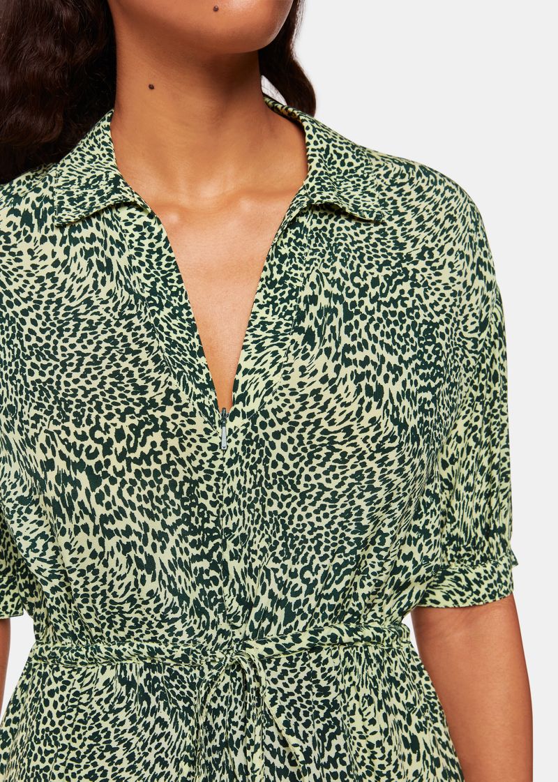 Women's Diagonal Leopard Print Midi Dress
