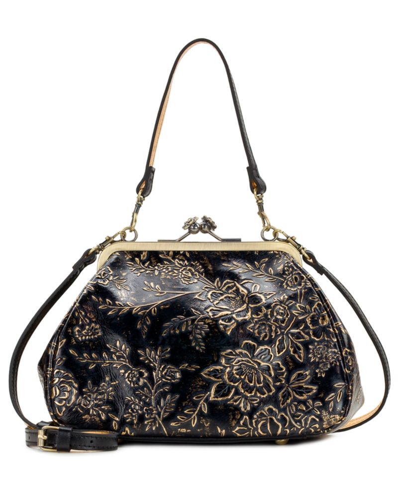 Rose Garden Tabby Small Leather Kiss-Lock Crossbody Bag