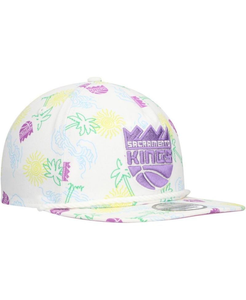 Men's White Sacramento Kings Palm Trees and Waves Golfer Adjustable Hat