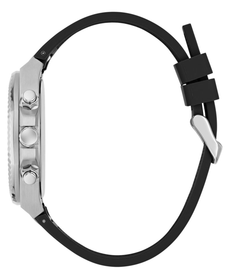 Men's Multi-Function Black Silicone Watch, 44mm