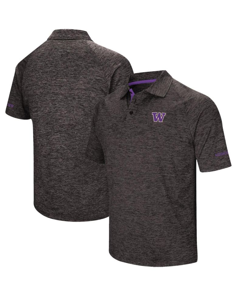 Men's Black Washington Huskies Down Swing Polo Shirt