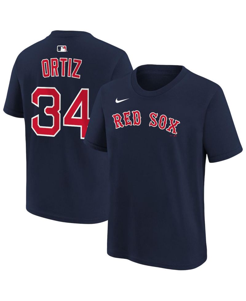 Big Boys and Girls David Ortiz Navy Boston Red Sox Name & Number T-Shirt