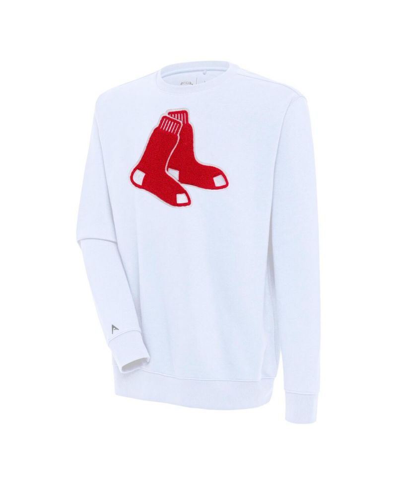 Men's White Boston Red Sox Victory Crewneck Chenille Pullover Sweatshirt