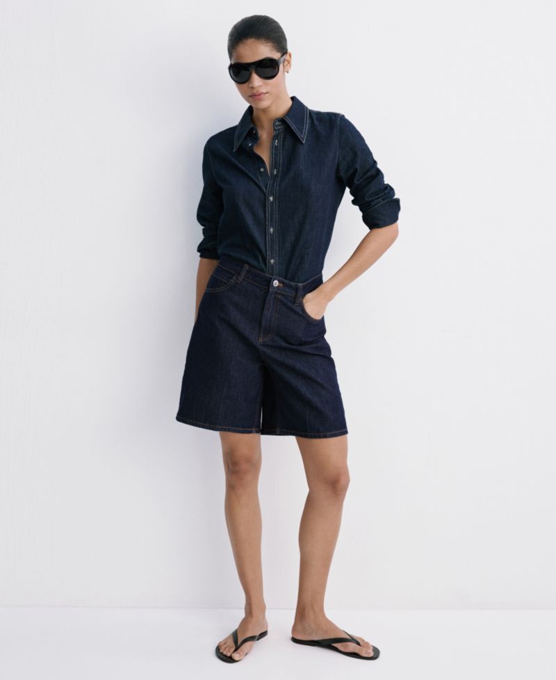 Women's High-Waist Straight-Fit Denim Shorts