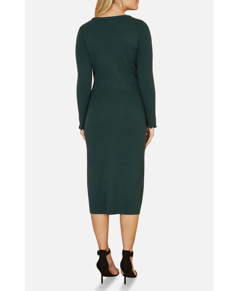 Women's Luminous Sparkle Knit Midi Sweater Dress