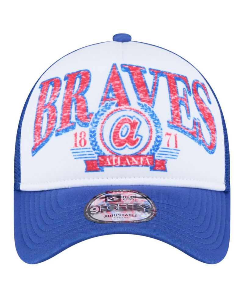 Men's White/Royal Atlanta Braves Trucker A-Frame 9FORTY Adjustable Hat