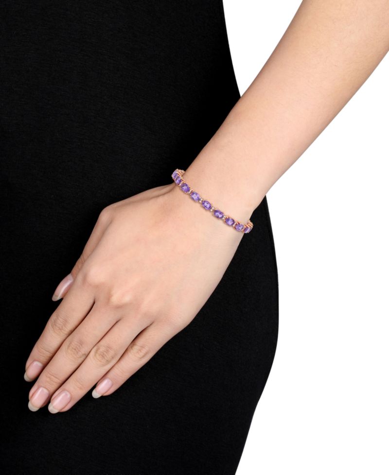 Amethyst (14 ct. t.w.) & White Sapphire (3/5 ct. t.w.) Link Bracelet in 14k Rose Gold