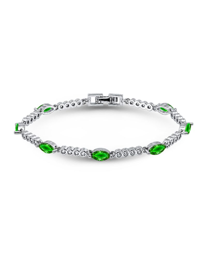 Marquise Emerald Green Cubic Zirconia Stones Bracelet