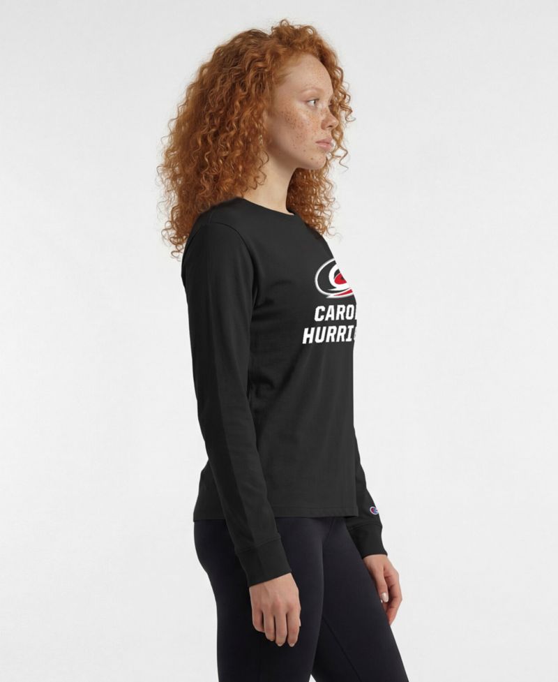 Women's Black Carolina Hurricanes Wordmark Lockup Long Sleeve T-Shirt
