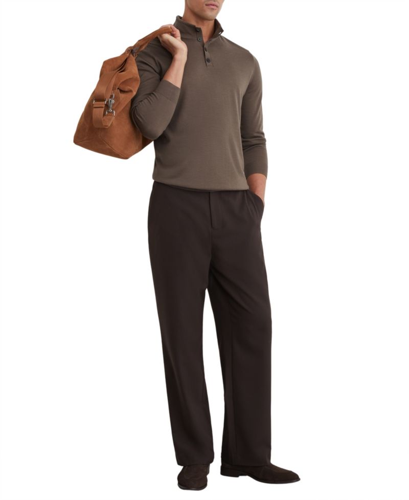Men's Farnham Merino Wool Slim-Fit Funnel-Neck Half-Button Jumper Sweater