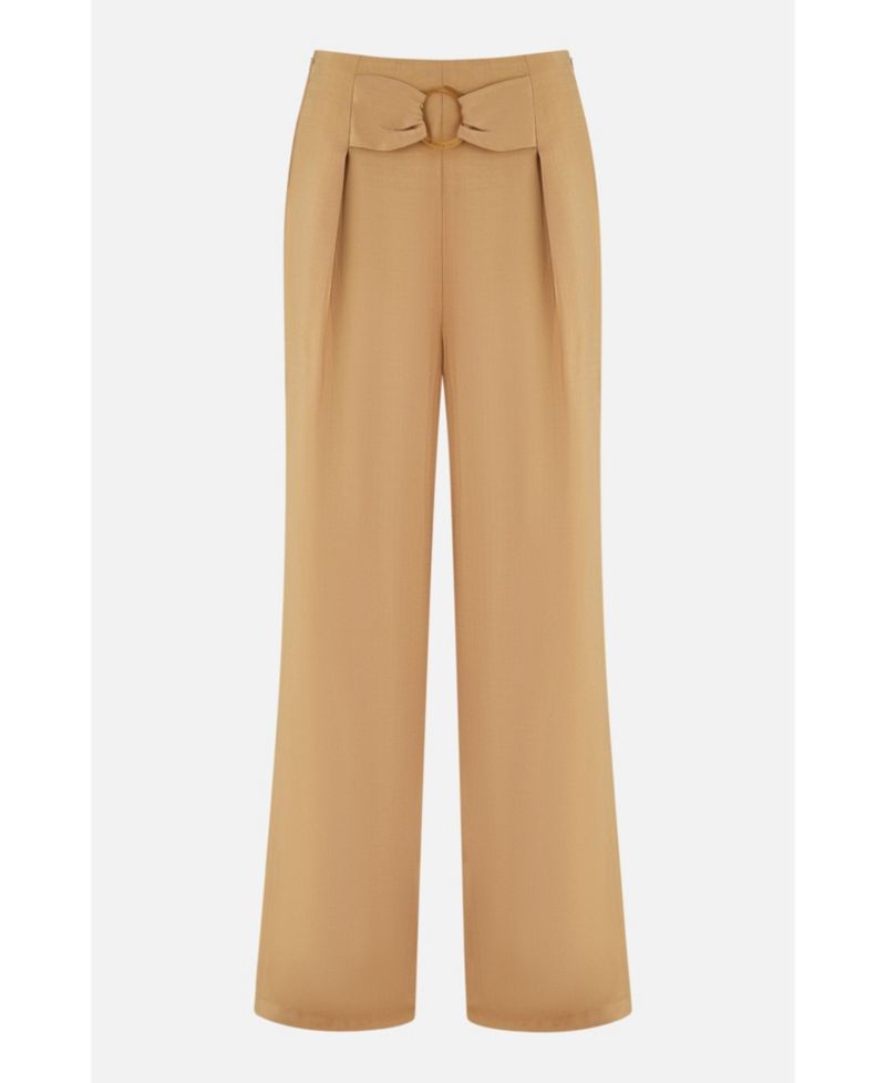 Women's Buckle Detail Wide Leg Pants