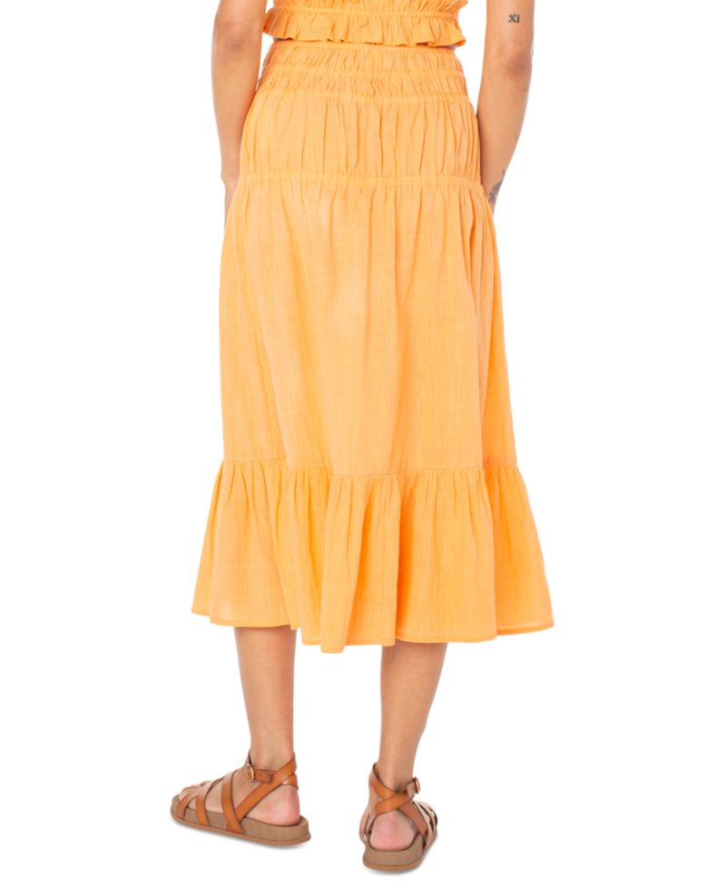 Women's Malia Cotton Solid Tiered Midi Skirt